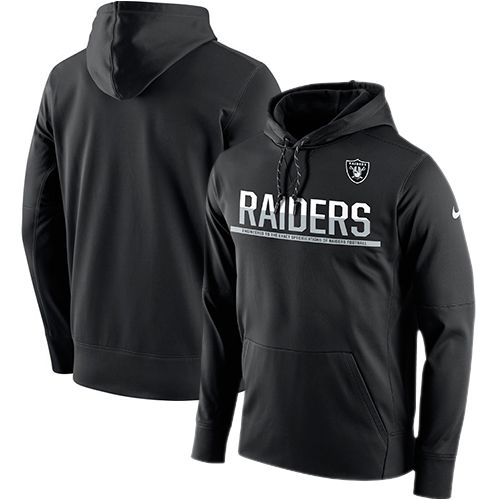 Men's Oakland Raiders Nike Black Sideline Circuit Pullover Performance Hoodie - Click Image to Close